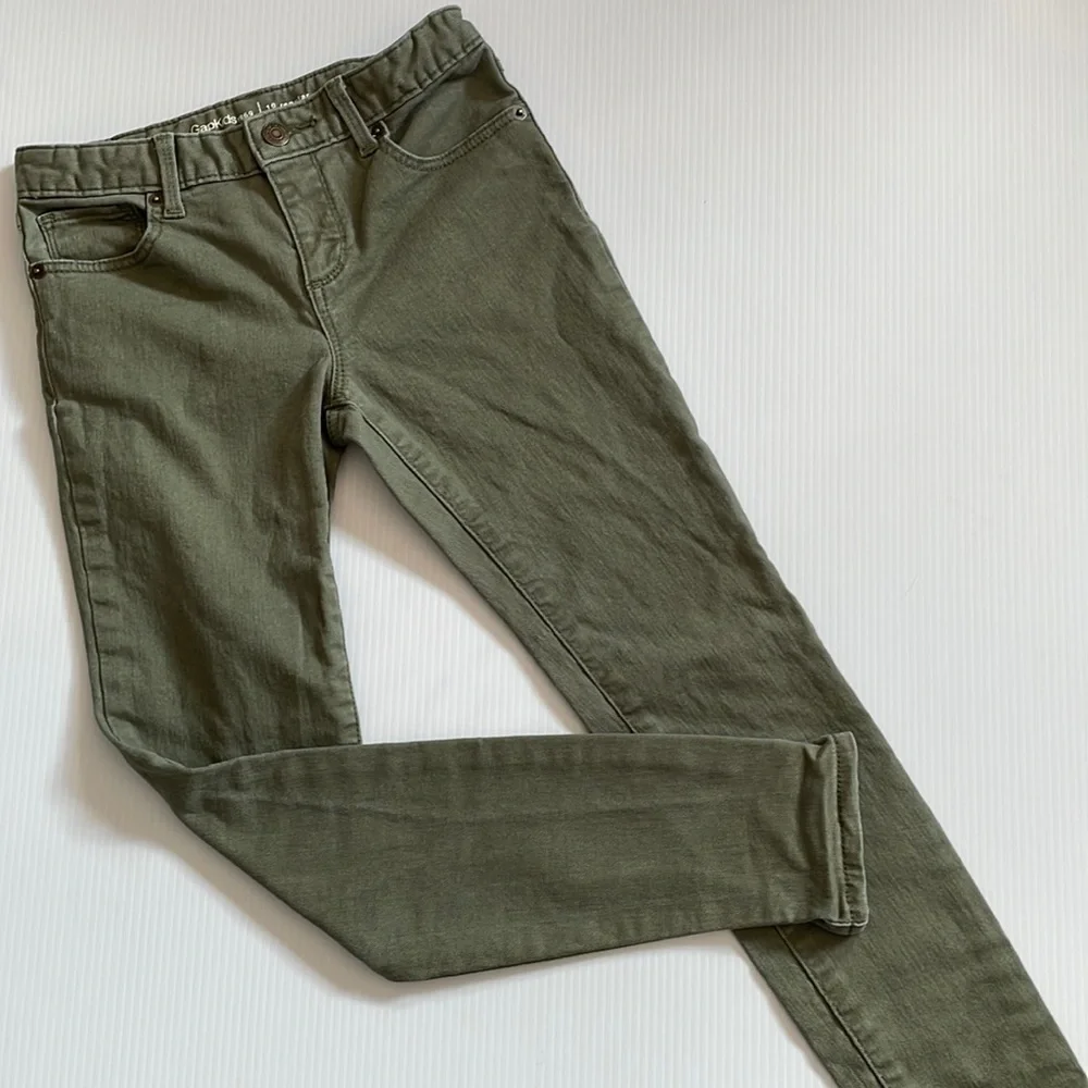 GapKids super skinny, army green denim jeans.  Girls size 10